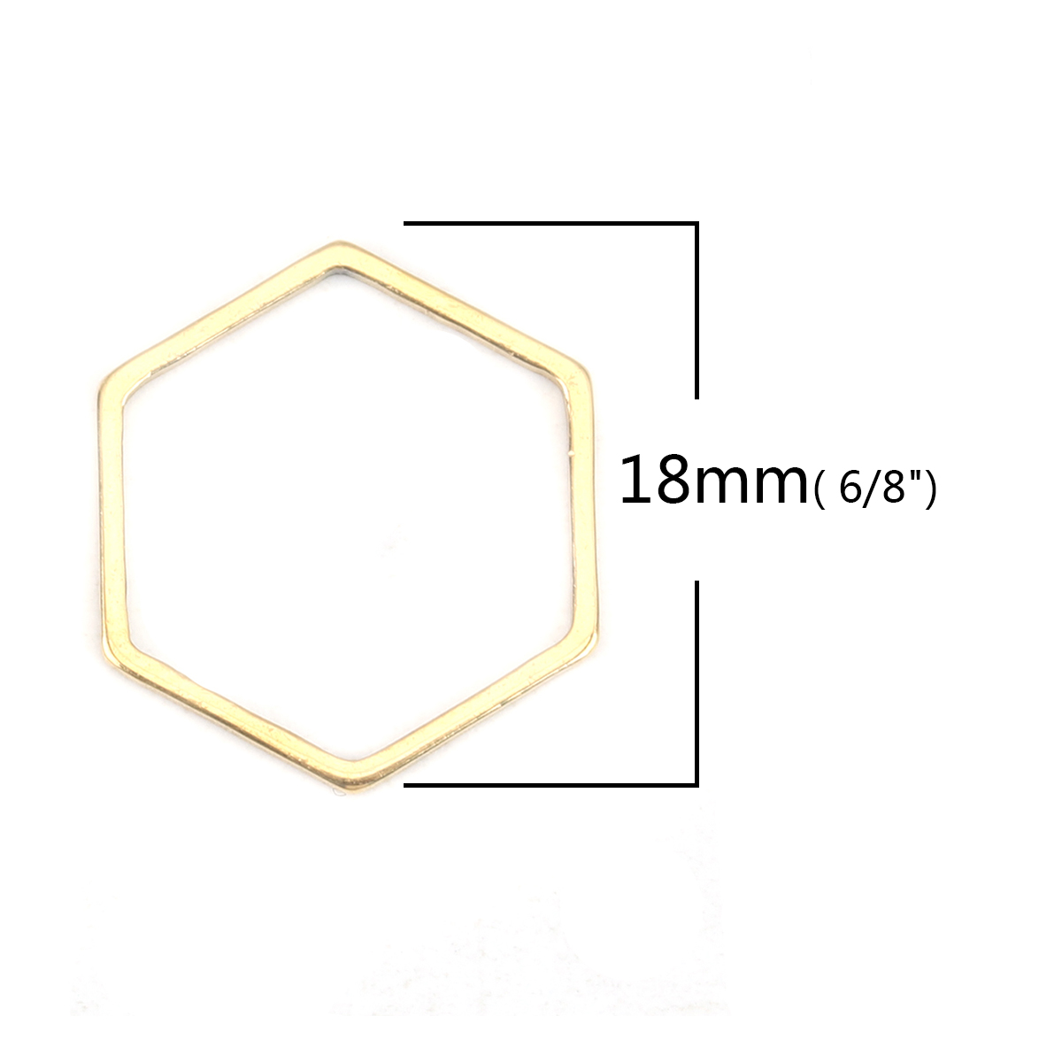 Picture of 304 Stainless Steel Frame Connectors Hexagon Gold Plated Hollow 18mm x 16mm, 10 PCs