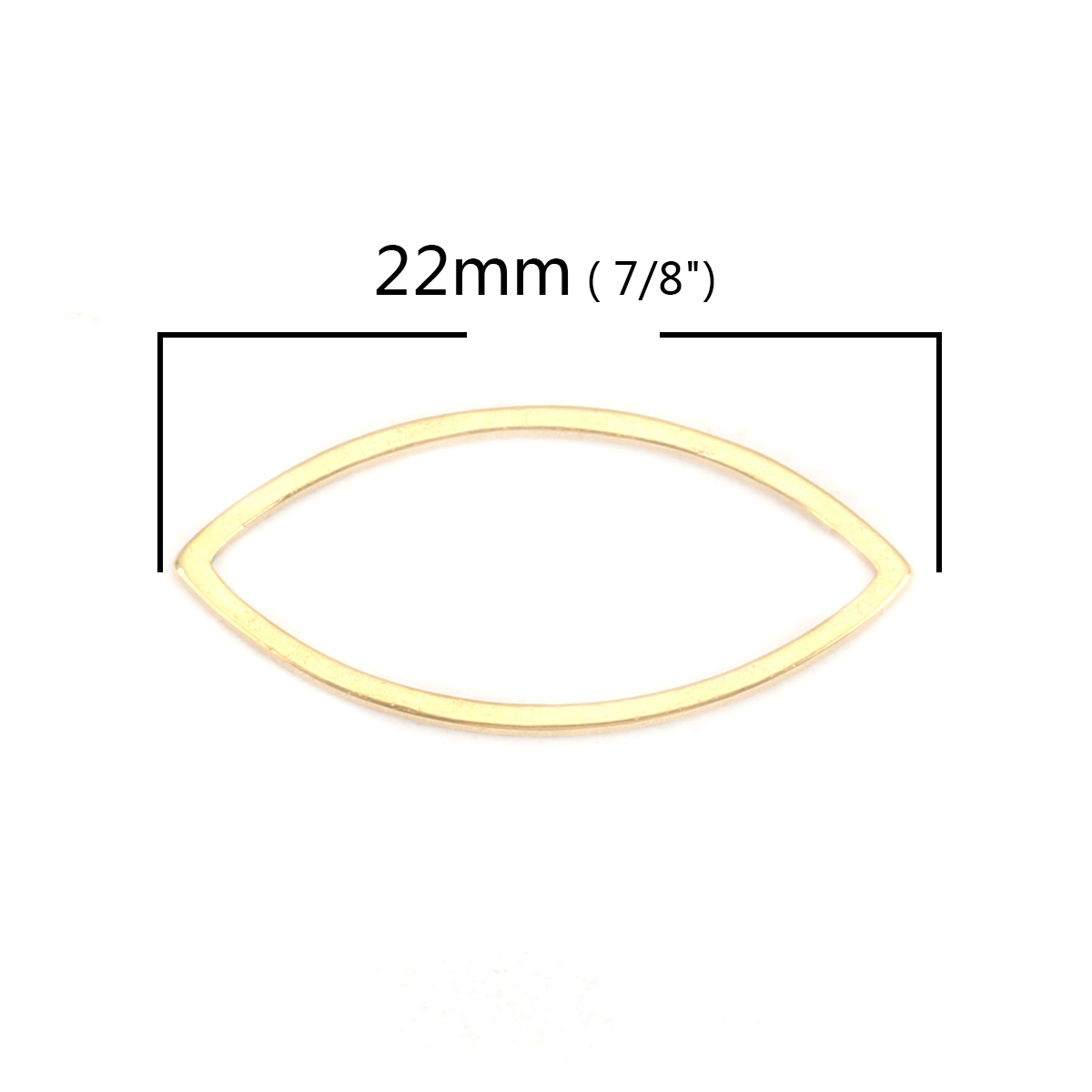 Picture of 304 Stainless Steel Frame Connectors Marquise Gold Plated Hollow 22mm x 10mm, 10 PCs