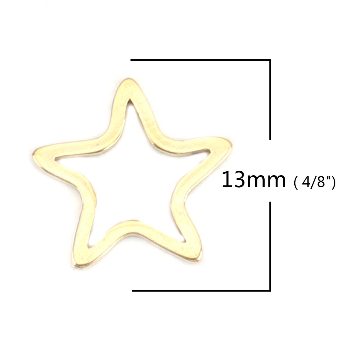 Picture of 304 Stainless Steel Frame Connectors Pentagram Star Gold Plated Hollow 13mm x 12mm, 10 PCs