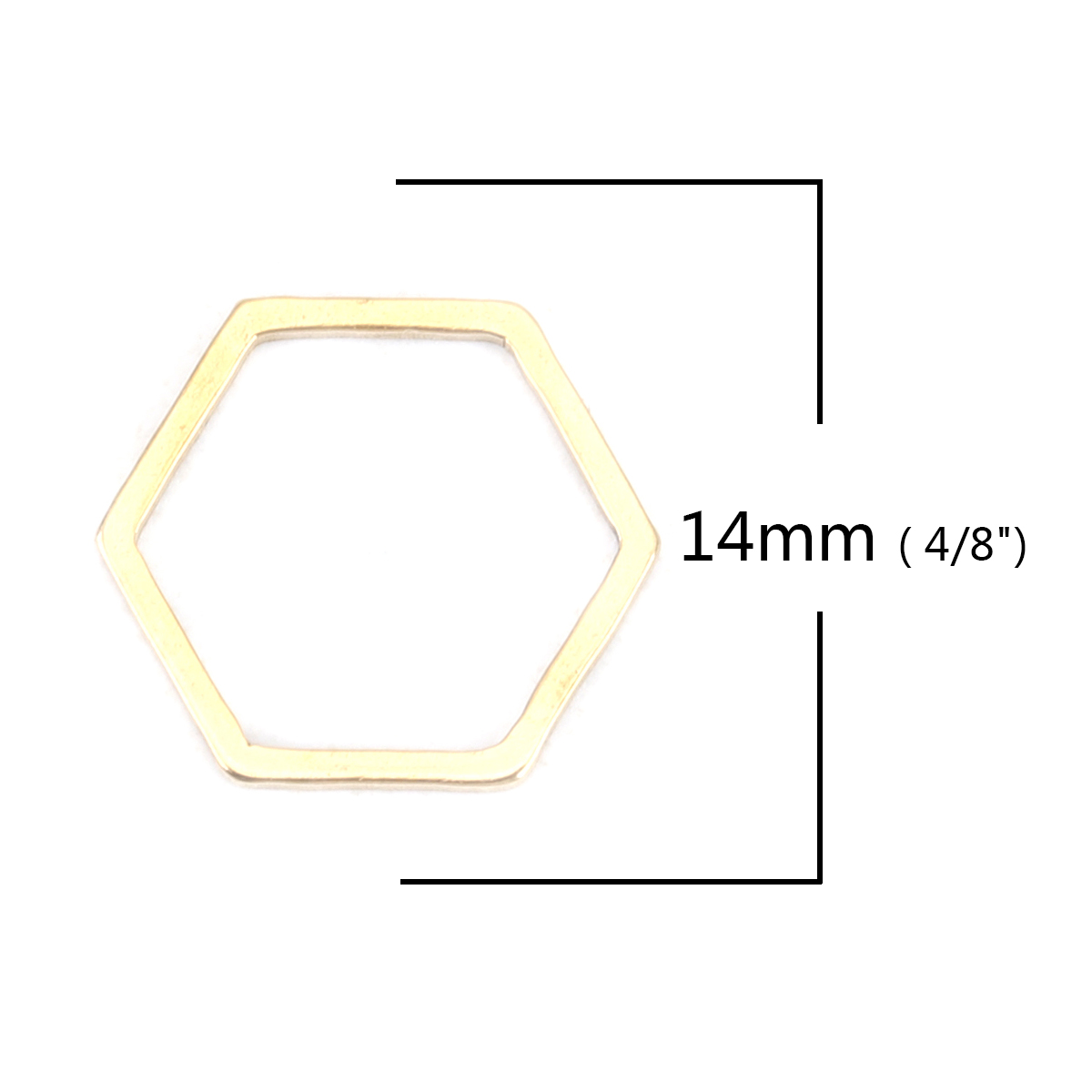 Picture of 304 Stainless Steel Frame Connectors Hexagon Gold Plated Hollow 14mm x 12mm, 10 PCs