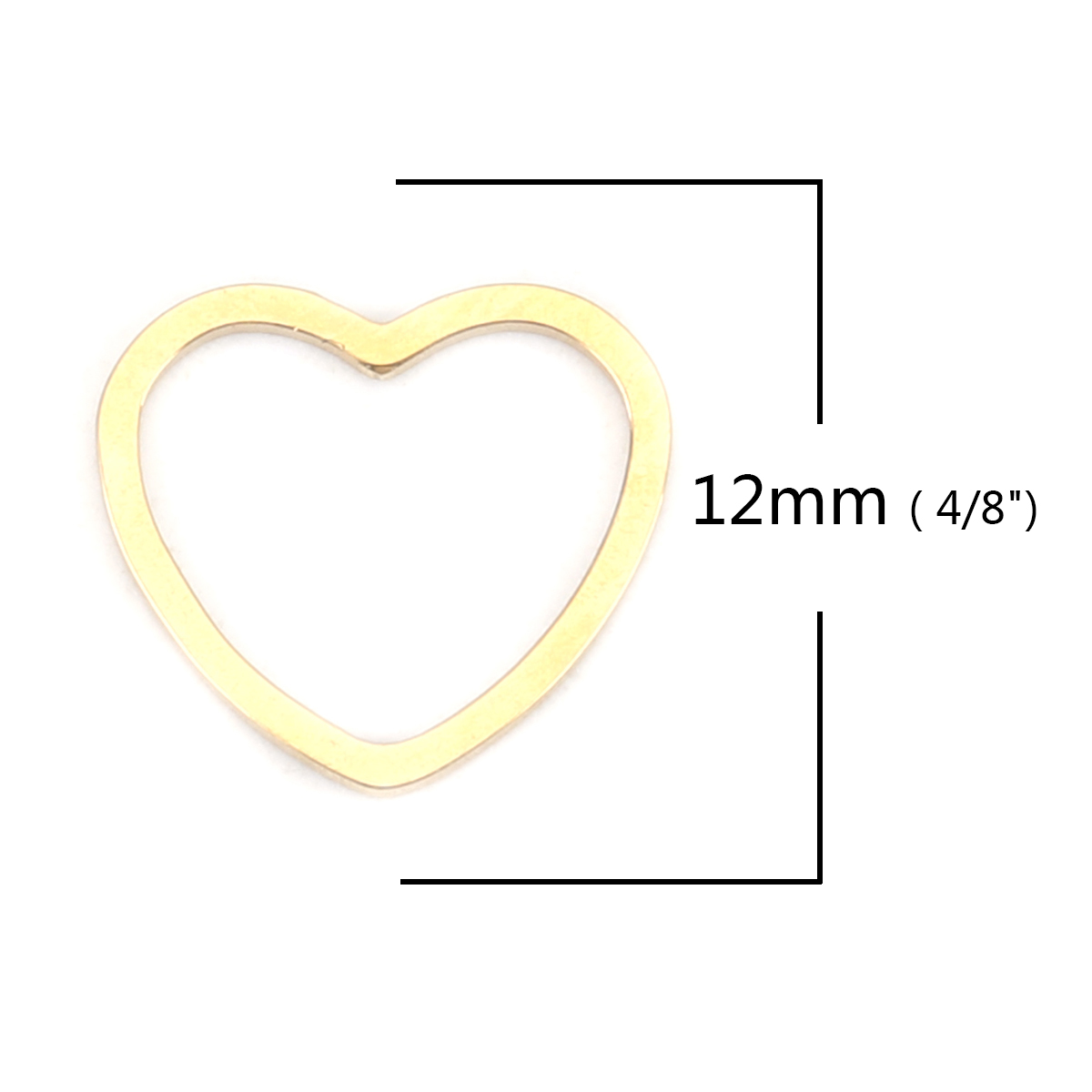 Picture of 304 Stainless Steel Frame Connectors Heart Gold Plated Hollow 12mm x 11mm, 10 PCs