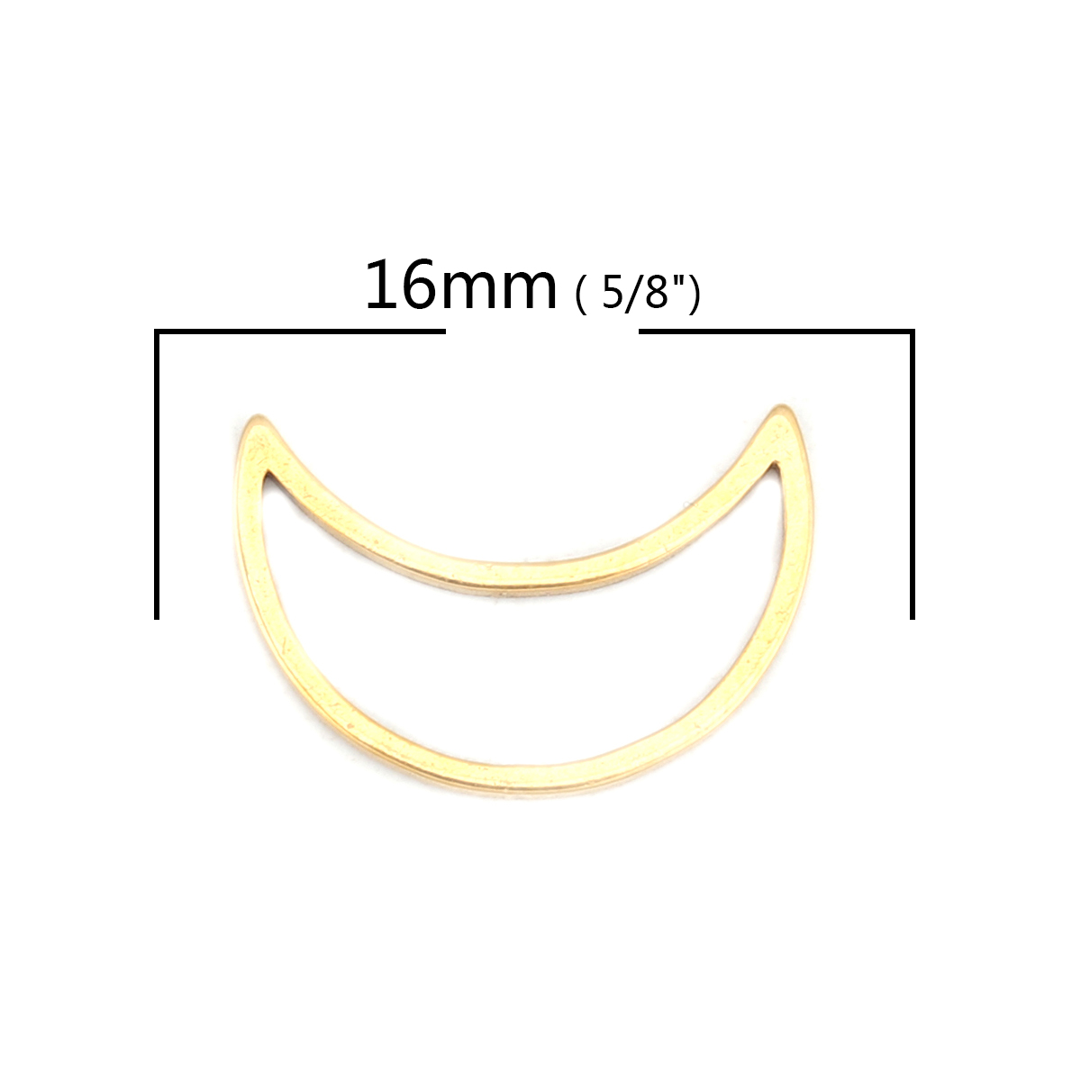 Picture of 304 Stainless Steel Frame Connectors Half Moon Gold Plated Hollow 16mm x 11mm, 10 PCs
