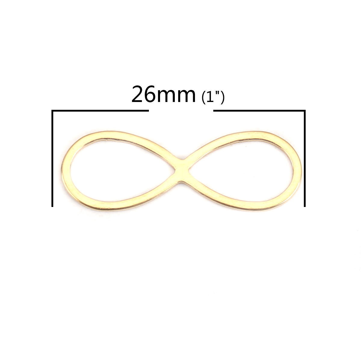 Picture of 304 Stainless Steel Frame Connectors Infinity Symbol Gold Plated Hollow 26mm x 9mm, 10 PCs