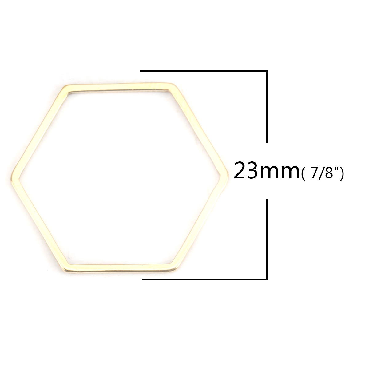 Picture of 304 Stainless Steel Frame Connectors Hexagon Gold Plated Hollow 23mm x 20mm, 10 PCs