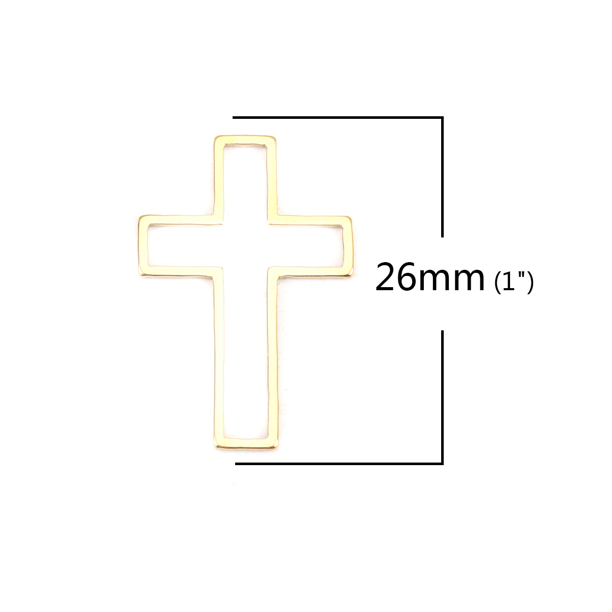 Picture of 304 Stainless Steel Frame Connectors Cross Gold Plated Hollow 26mm x 17mm, 10 PCs
