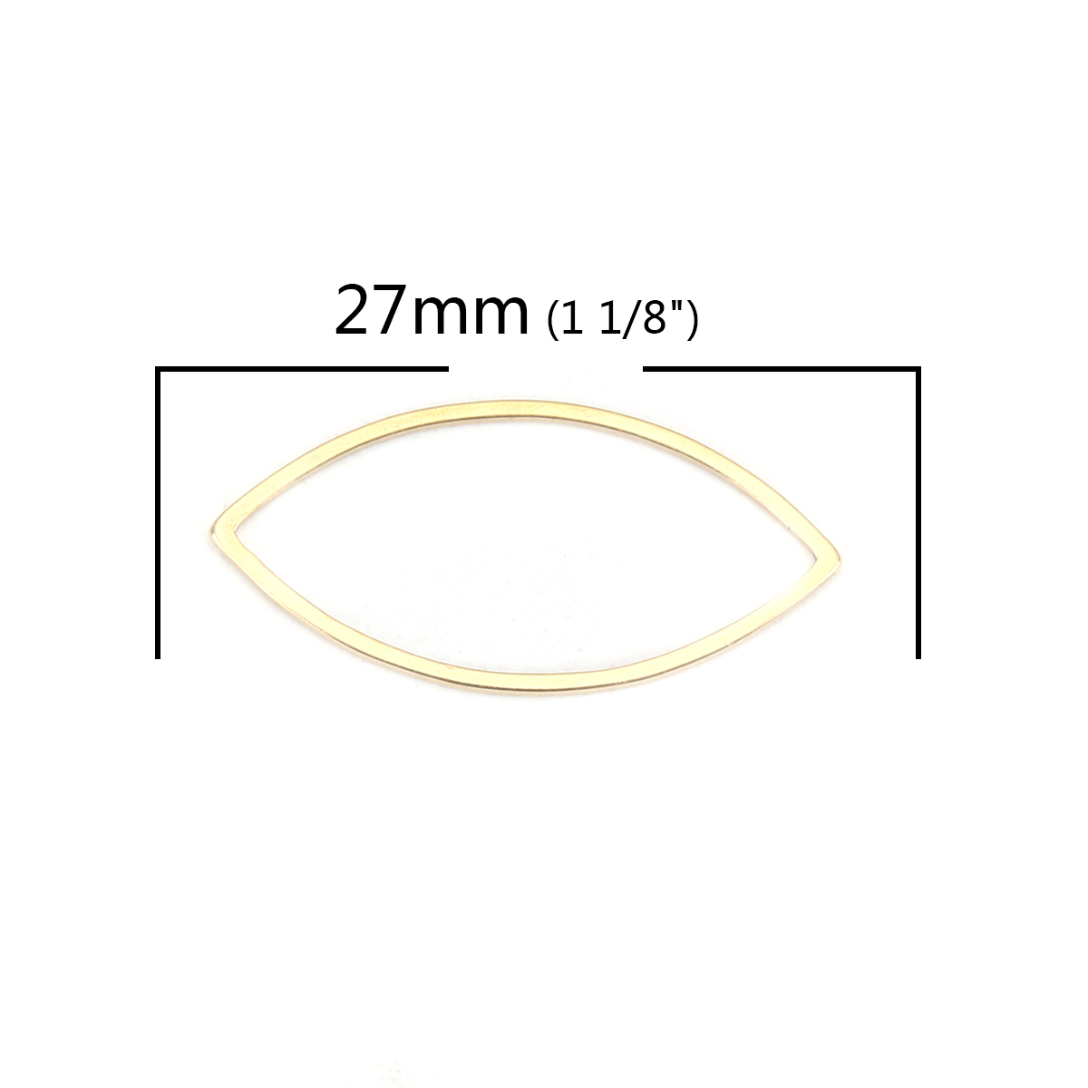 Picture of 304 Stainless Steel Frame Connectors Marquise Gold Plated Hollow 27mm x 13mm, 10 PCs