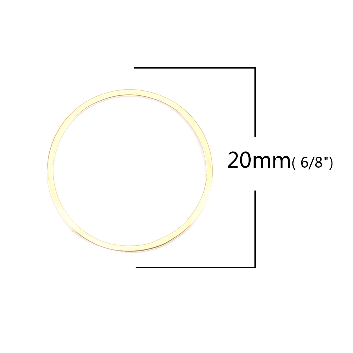 Picture of 304 Stainless Steel Frame Connectors Round Gold Plated Hollow 20mm Dia., 10 PCs