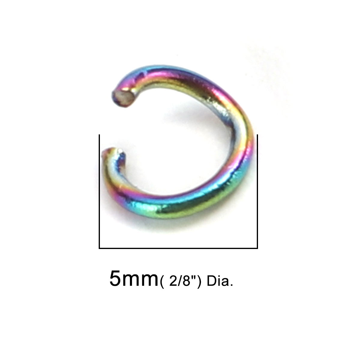 Picture of 0.8mm 304 Stainless Steel Open Jump Rings Findings Round Multicolor 5mm Dia., 1 Packet (Approx 100 PCs/Packet)