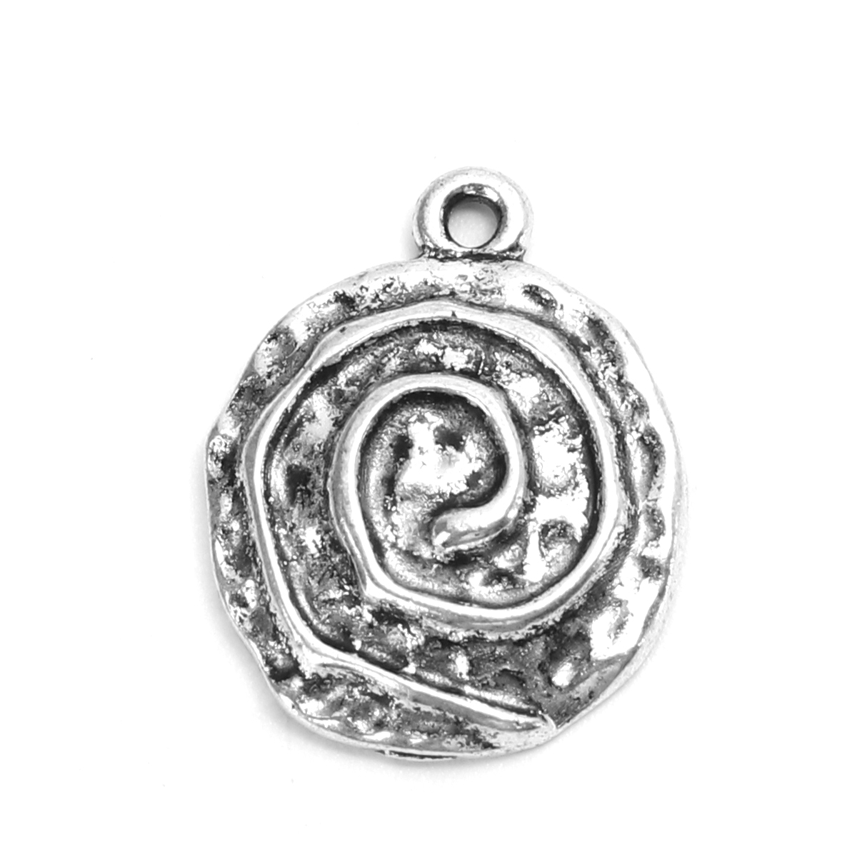 Picture of Zinc Based Alloy Charms Round Antique Silver Spiral 21mm x 17mm, 10 PCs