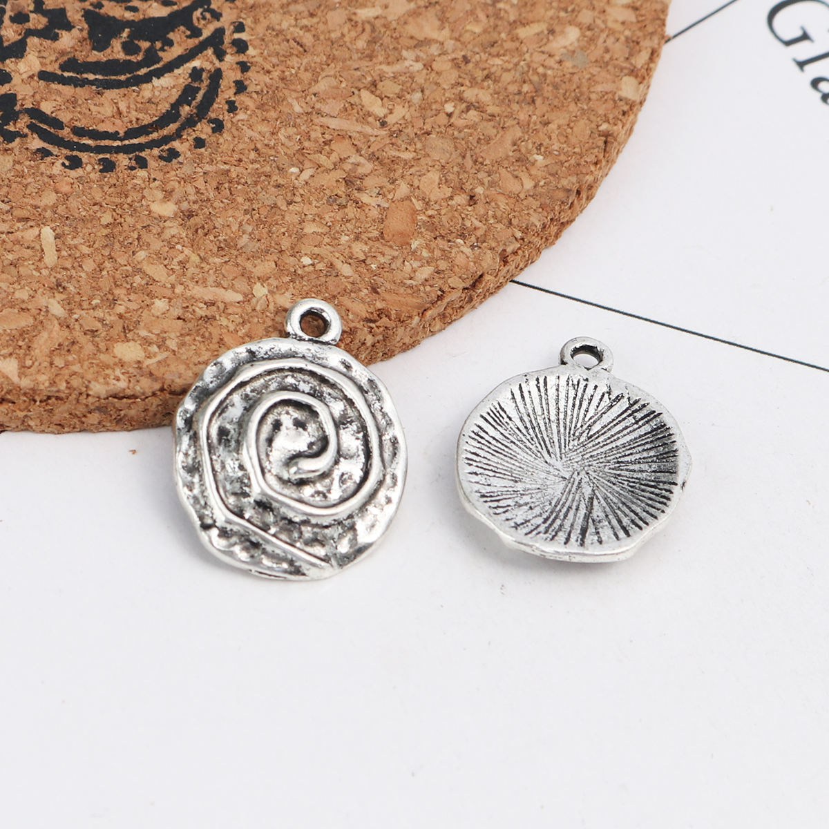 Picture of Zinc Based Alloy Charms Round Antique Silver Spiral 21mm x 17mm, 10 PCs