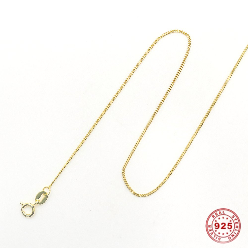 Picture of Sterling Silver Link Curb Chain Necklace Gold Plated 45.7cm(18") long, 1 Piece