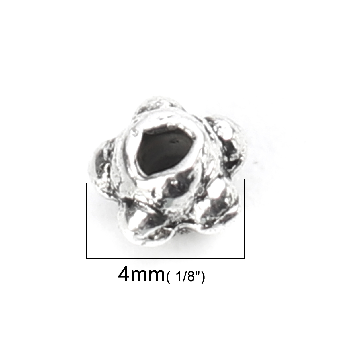 Picture of Zinc Based Alloy Spacer Beads Round Antique Silver Carved Pattern About 4mm Dia., Hole: Approx 1.1mm, 300 PCs