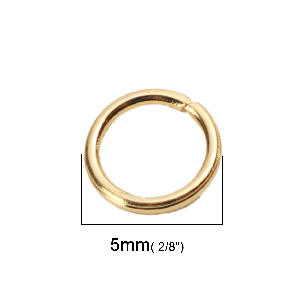 Picture of Stainless Steel Open Jump Rings Findings Round Gold Plated 5mm Dia., 100 PCs