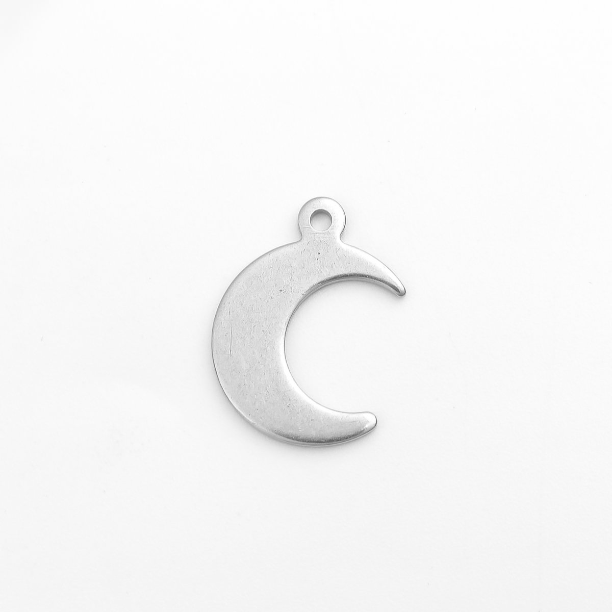 Picture of 304 Stainless Steel Charms Half Moon Silver Tone 16mm x 11mm, 10 PCs