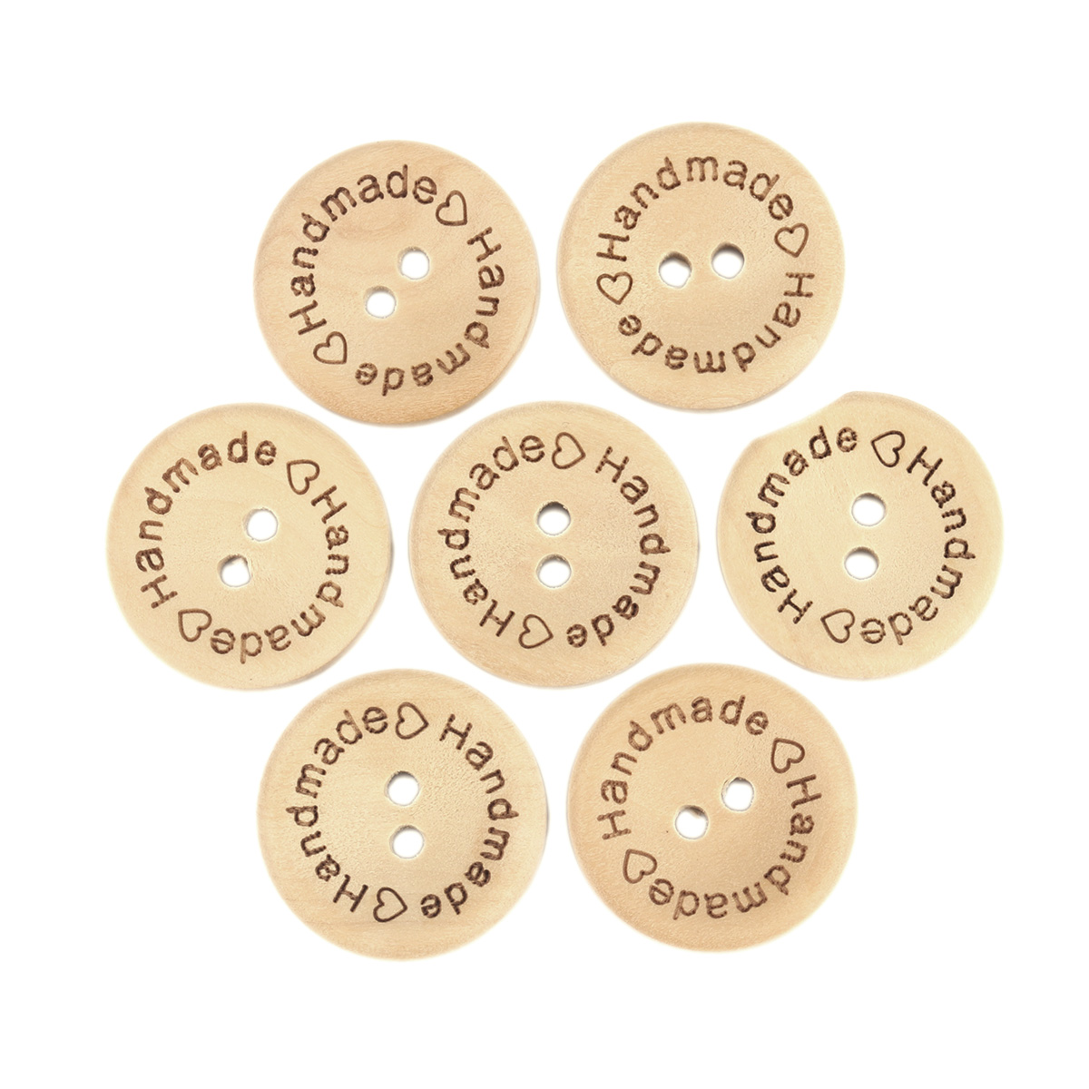 Picture of Wood Sewing Buttons Scrapbooking Two Holes Round Natural 20mm Dia., 100 PCs