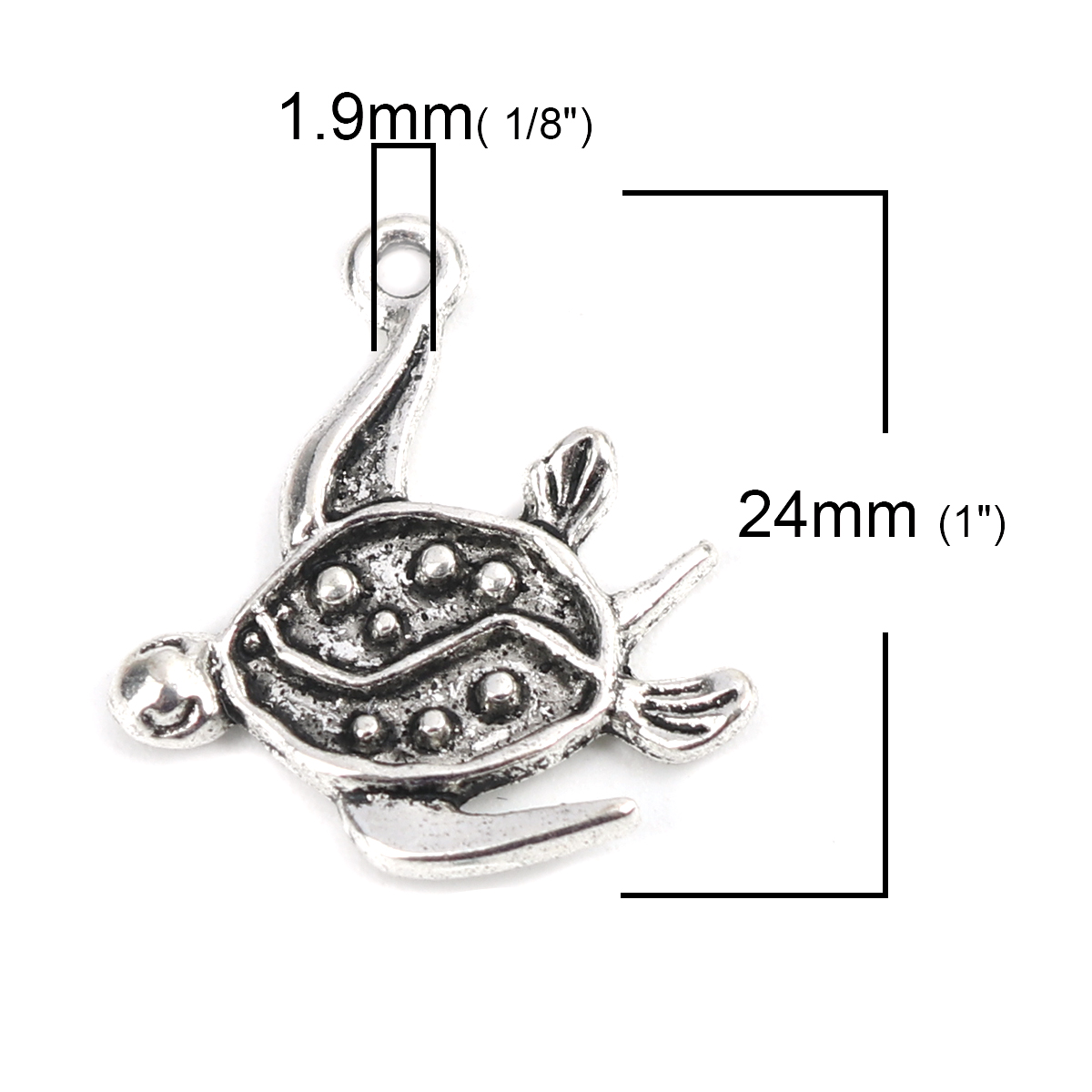 Picture of Zinc Based Alloy Charms Sea Turtle Animal Antique Silver 24mm x 21mm, 50 PCs