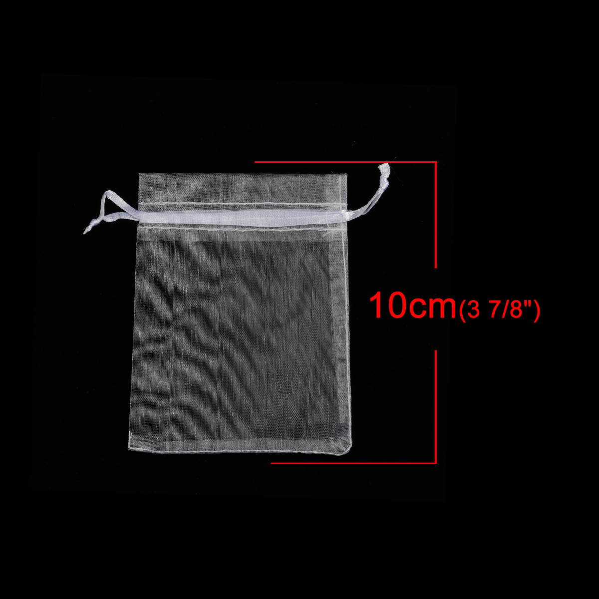 Picture of Wedding Gift Organza Jewelry Bags Drawstring Rectangle White 10cm x8cm(3 7/8" x3 1/8"), (Usable Space: 8x8cm) 30 PCs