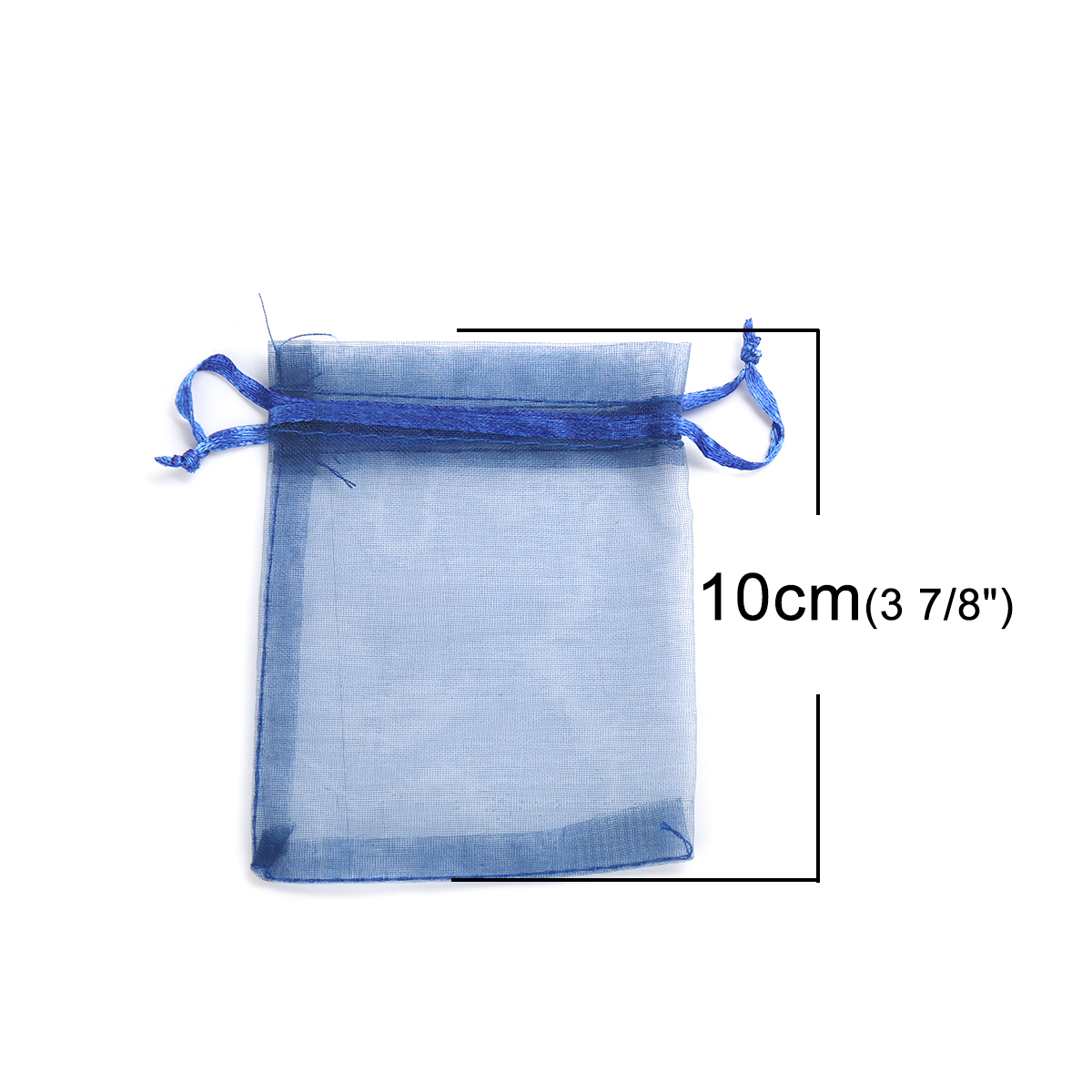 Picture of Wedding Gift Organza Jewelry Bags Drawstring Rectangle Navy Blue 10cm x8cm(3 7/8" x3 1/8"), (Usable Space: 8x8cm) 30 PCs