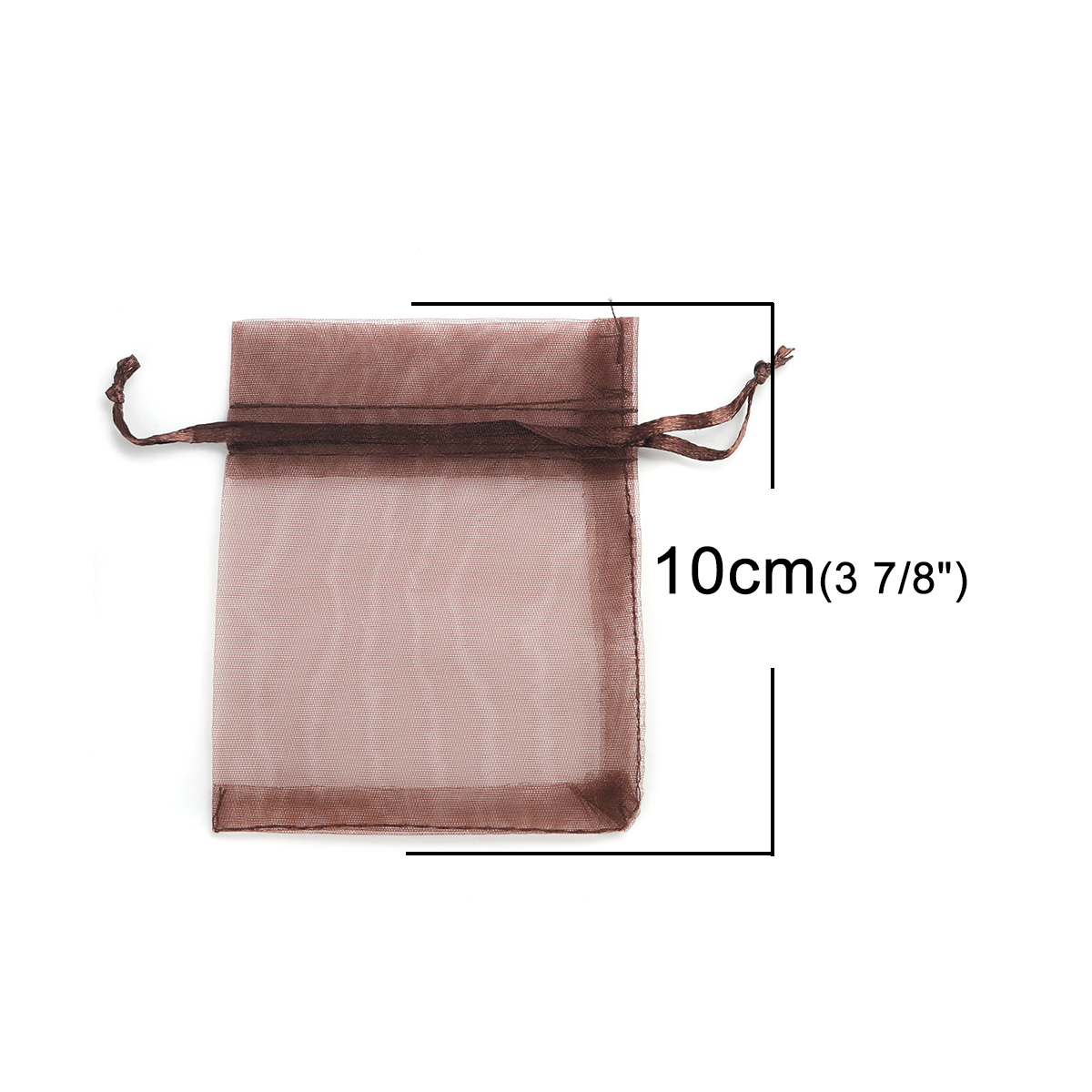 Picture of Wedding Gift Organza Jewelry Bags Drawstring Rectangle Coffee 10cm x8cm(3 7/8" x3 1/8"), (Usable Space: 8x8cm) 30 PCs