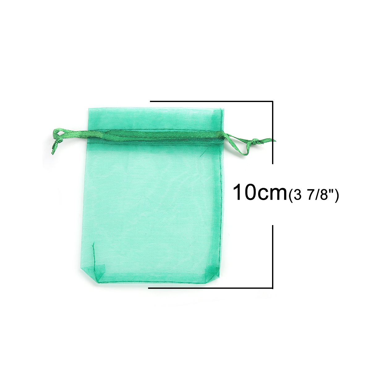 Picture of Wedding Gift Organza Jewelry Bags Drawstring Rectangle Dark Green 10cm x8cm(3 7/8" x3 1/8"), (Usable Space: 8x8cm) 30 PCs