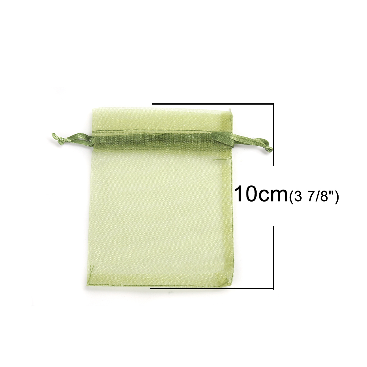 Picture of Wedding Gift Organza Jewelry Bags Drawstring Rectangle Army Green 10cm x8cm(3 7/8" x3 1/8"), (Usable Space: 8x8cm) 30 PCs