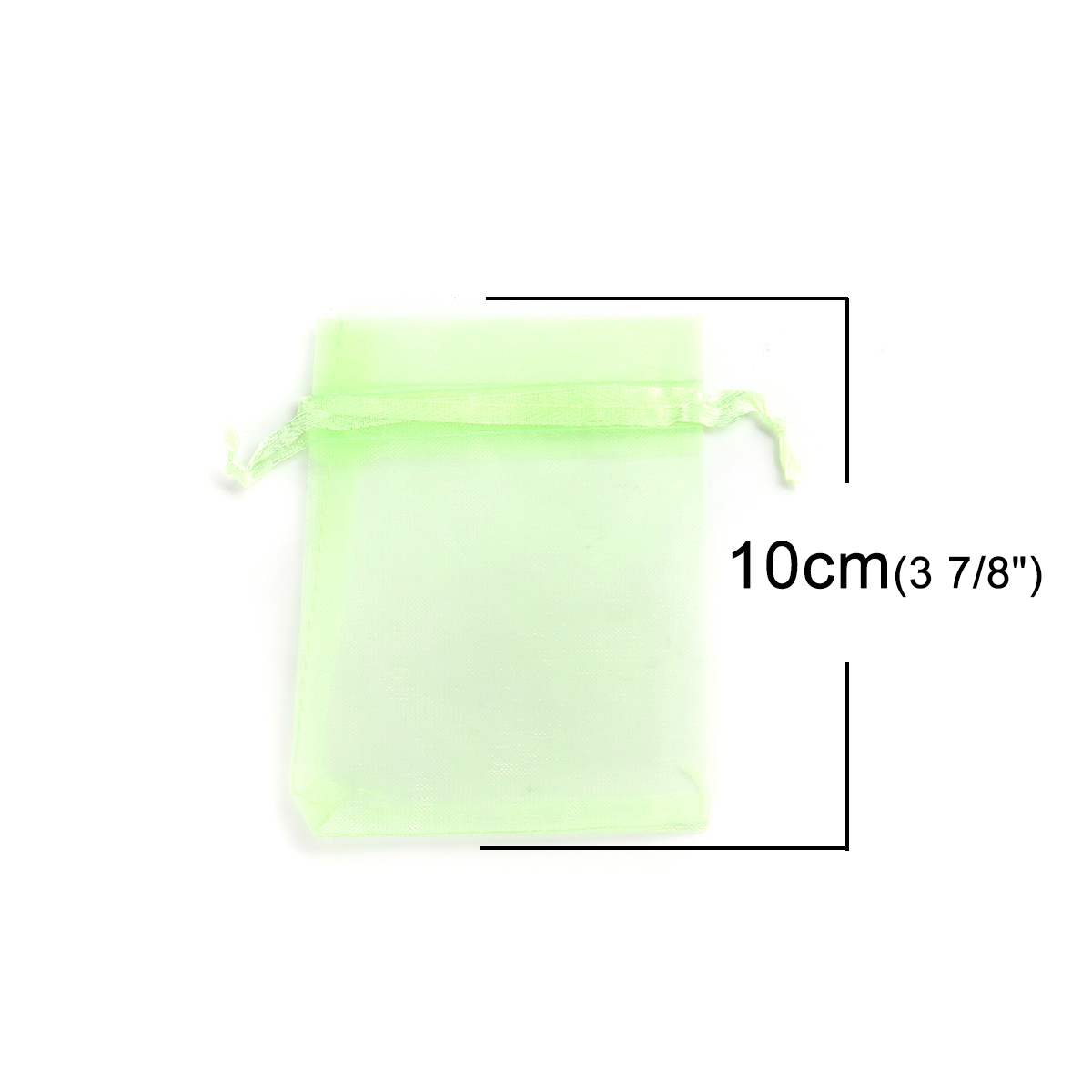 Picture of Wedding Gift Organza Jewelry Bags Drawstring Rectangle Fruit Green 10cm x8cm(3 7/8" x3 1/8"), (Usable Space: 8x8cm) 30 PCs
