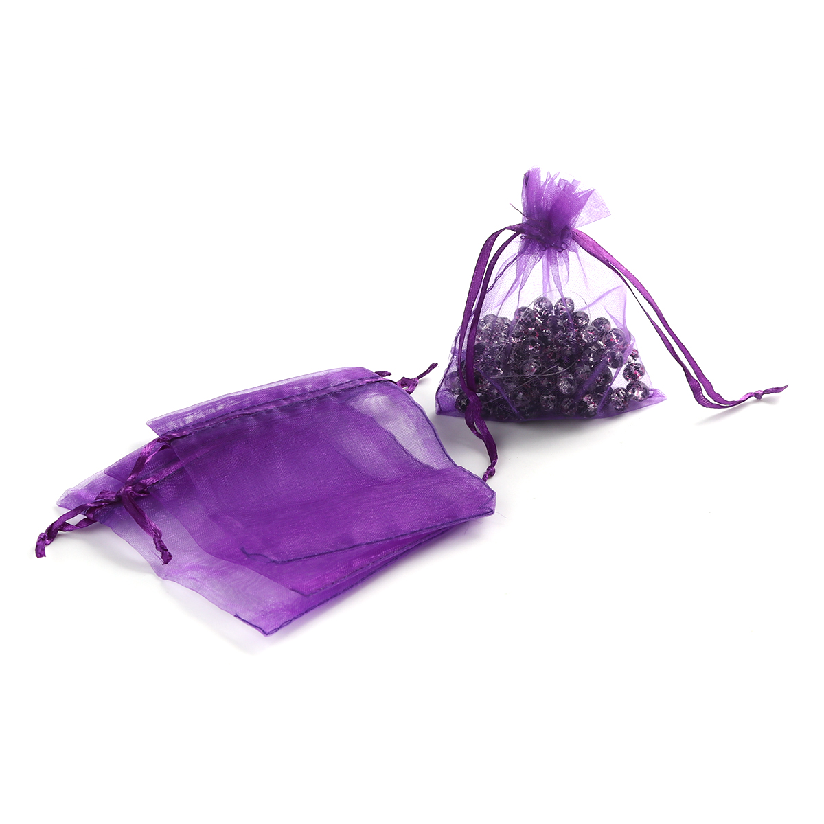 Picture of Wedding Gift Organza Jewelry Bags Drawstring Rectangle Dark Purple 10cm x8cm(3 7/8" x3 1/8"), (Usable Space: 8x8cm) 30 PCs