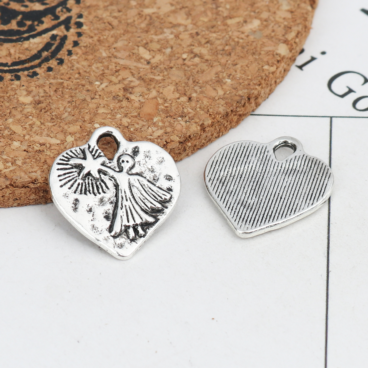 Picture of Zinc Based Alloy Charms Heart Antique Silver Angel 20mm x 18mm, 20 PCs