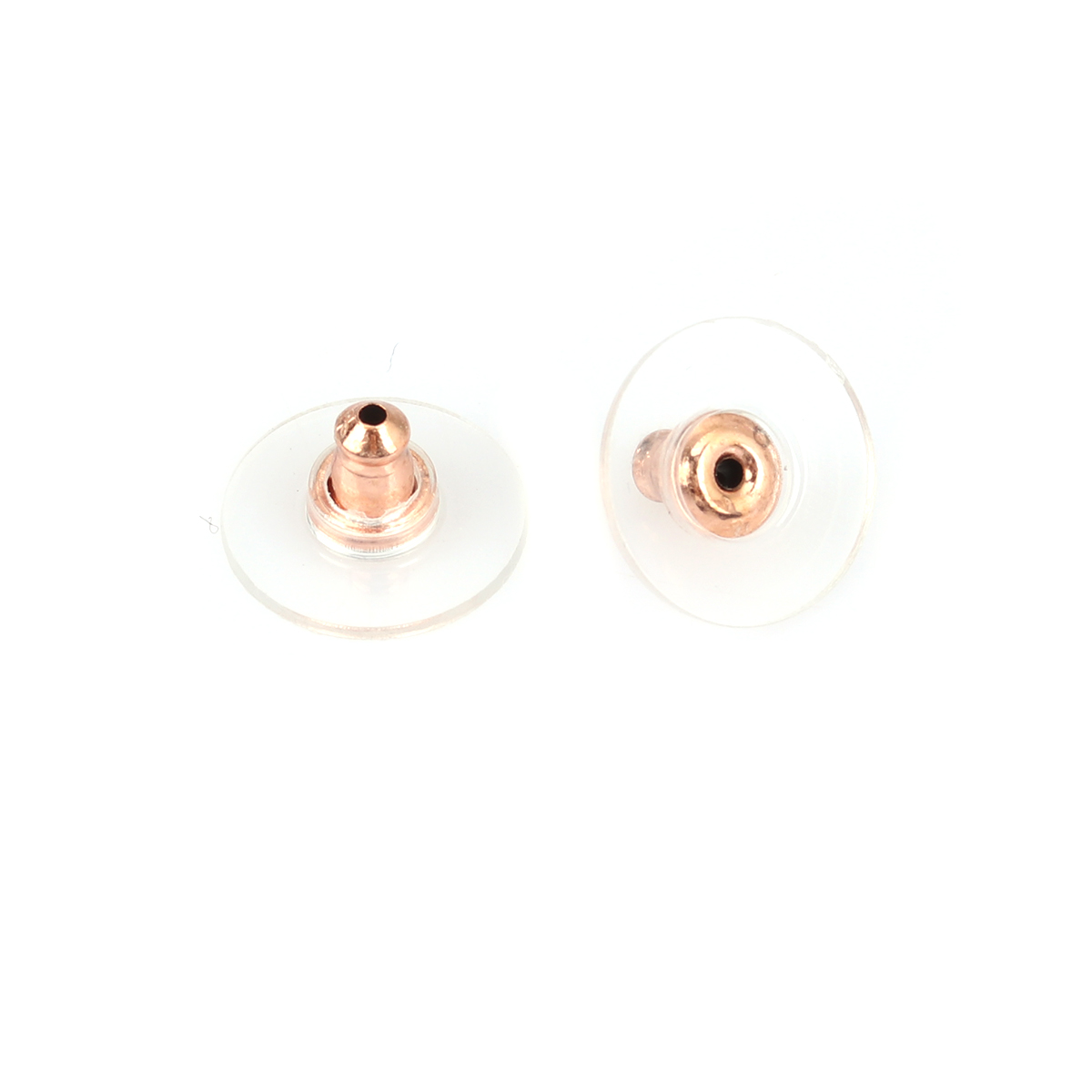 Picture of 304 Stainless Steel Ear Nuts Post Stopper Earring Findings Round Rose Gold 11mm x 20 PCs