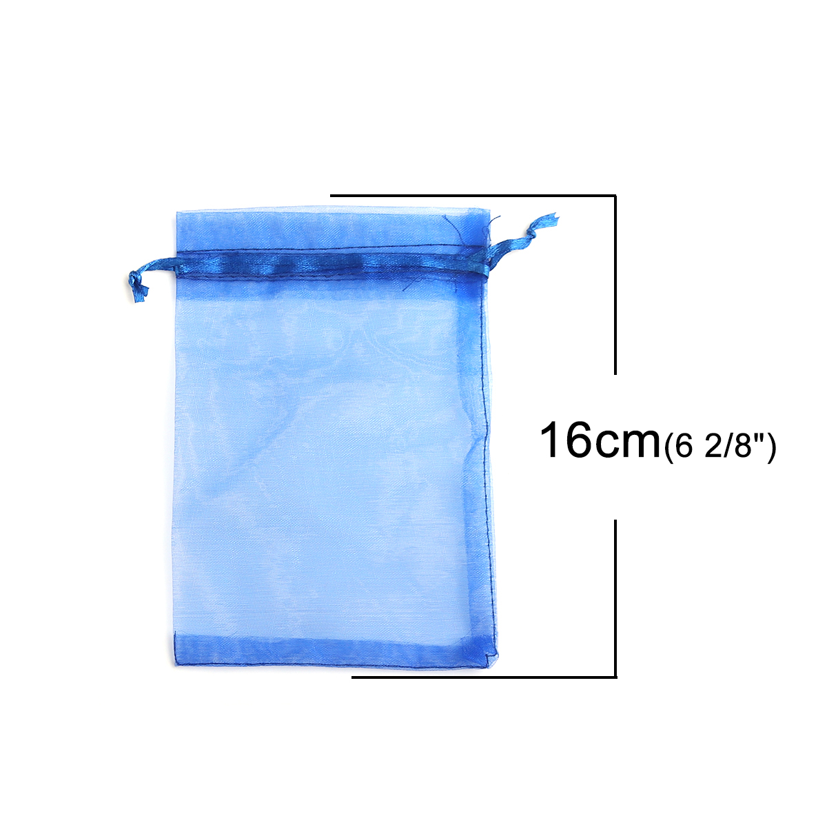 Picture of Wedding Gift Organza Jewelry Bags Drawstring Rectangle Royal Blue (Usable Space: 13.5x10.5cm) 16cm x 11cm, 20 PCs