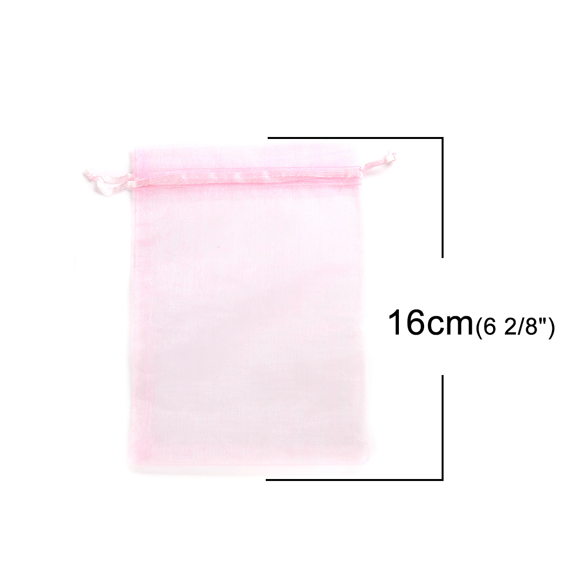 Picture of Wedding Gift Organza Jewelry Bags Drawstring Rectangle Pink (Usable Space: 13.5x10.5cm) 16cm x 11cm, 20 PCs