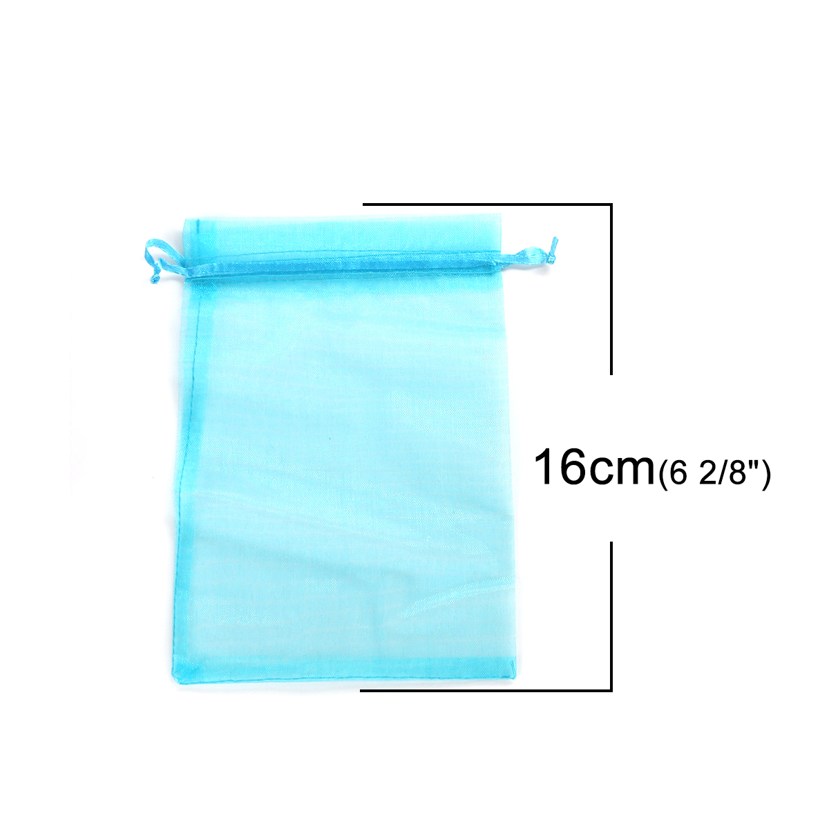 Picture of Wedding Gift Organza Jewelry Bags Drawstring Rectangle Light Lake Blue (Usable Space: 13.5x10.5cm) 16cm x 11cm, 20 PCs