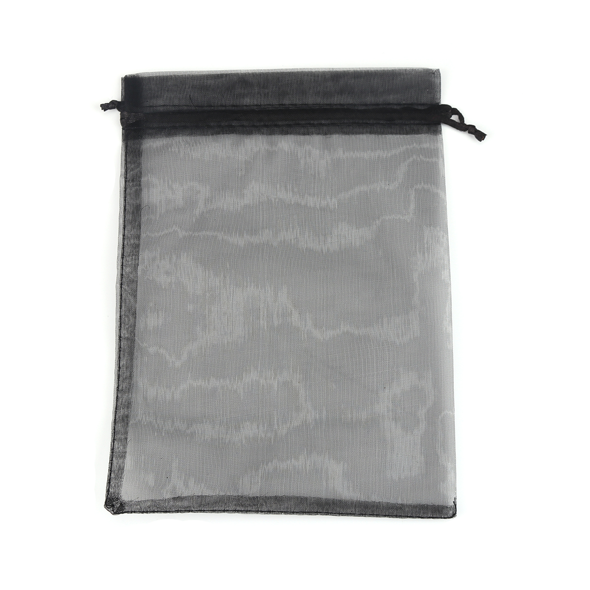 Picture of Wedding Gift Organza Jewelry Bags Drawstring Rectangle Black 20cm x15cm(7 7/8" x5 7/8"), (Usable Space: 17x14.5cm) 20 PCs