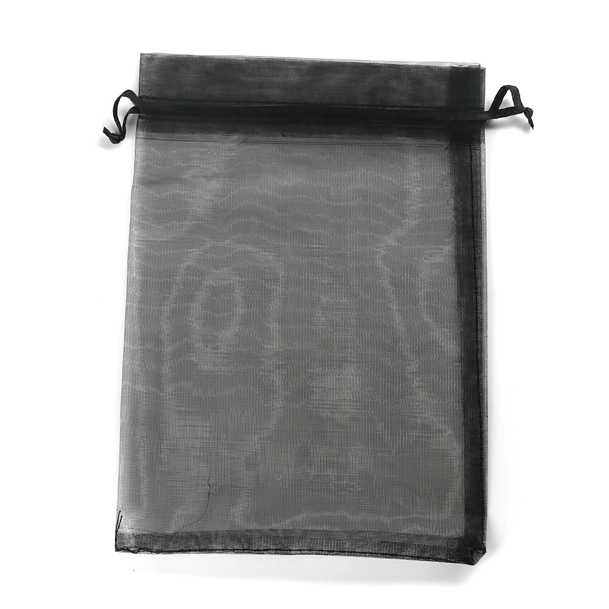 Picture of Wedding Gift Organza Jewelry Bags Drawstring Rectangle Black (Usable Space: 15.5x12.5cm) 17.5cm x 12.8cm, 20 PCs