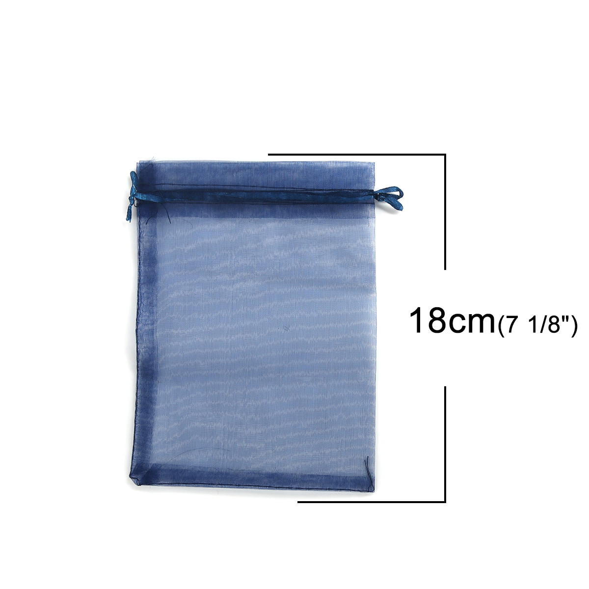 Picture of Wedding Gift Organza Jewelry Bags Drawstring Rectangle Navy Blue (Usable Space: 15.5x12.5cm) 18cm x 12.8cm, 20 PCs