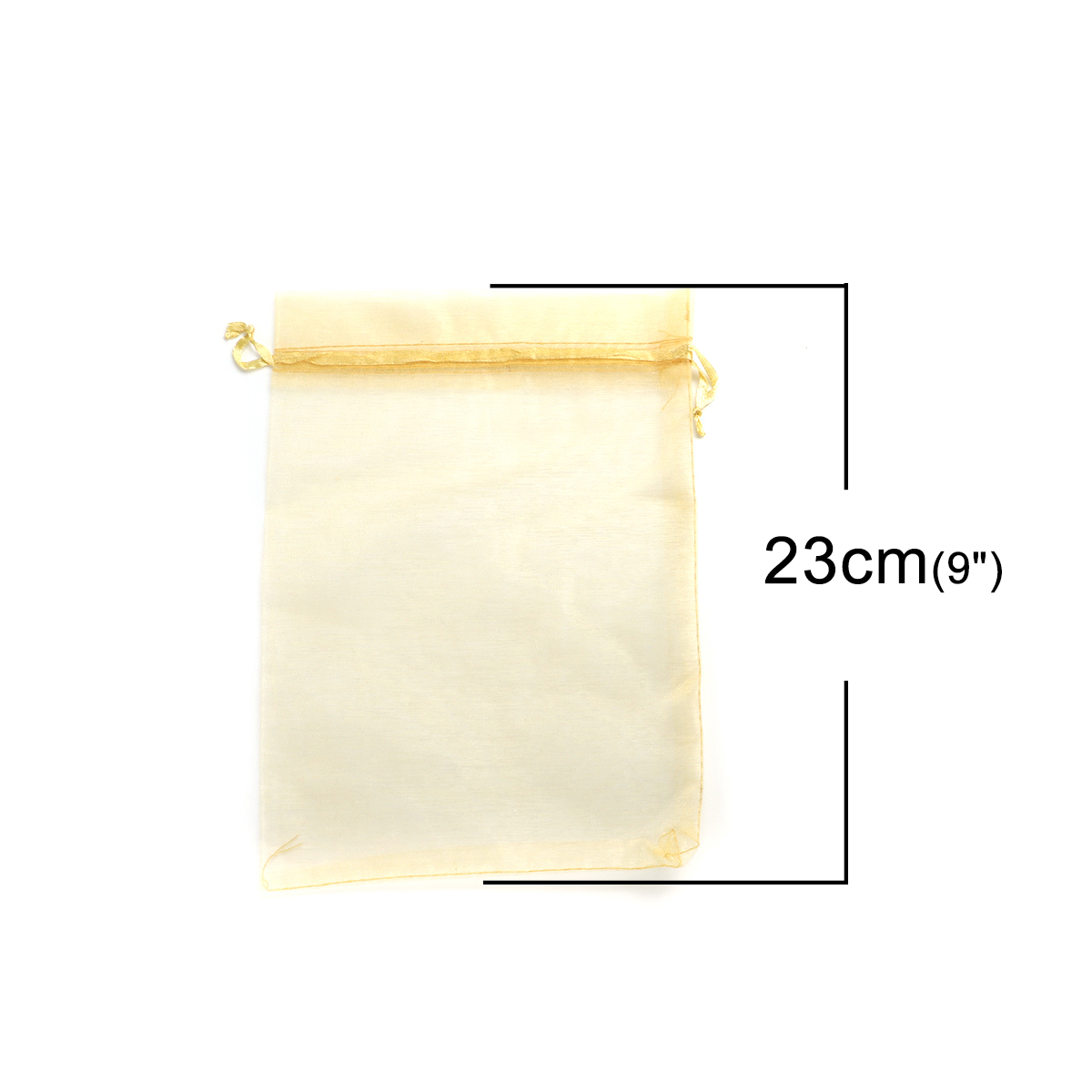 Picture of Wedding Gift Organza Jewelry Bags Drawstring Rectangle Golden (Usable Space: 19x16cm) 23cm x 17cm, 20 PCs