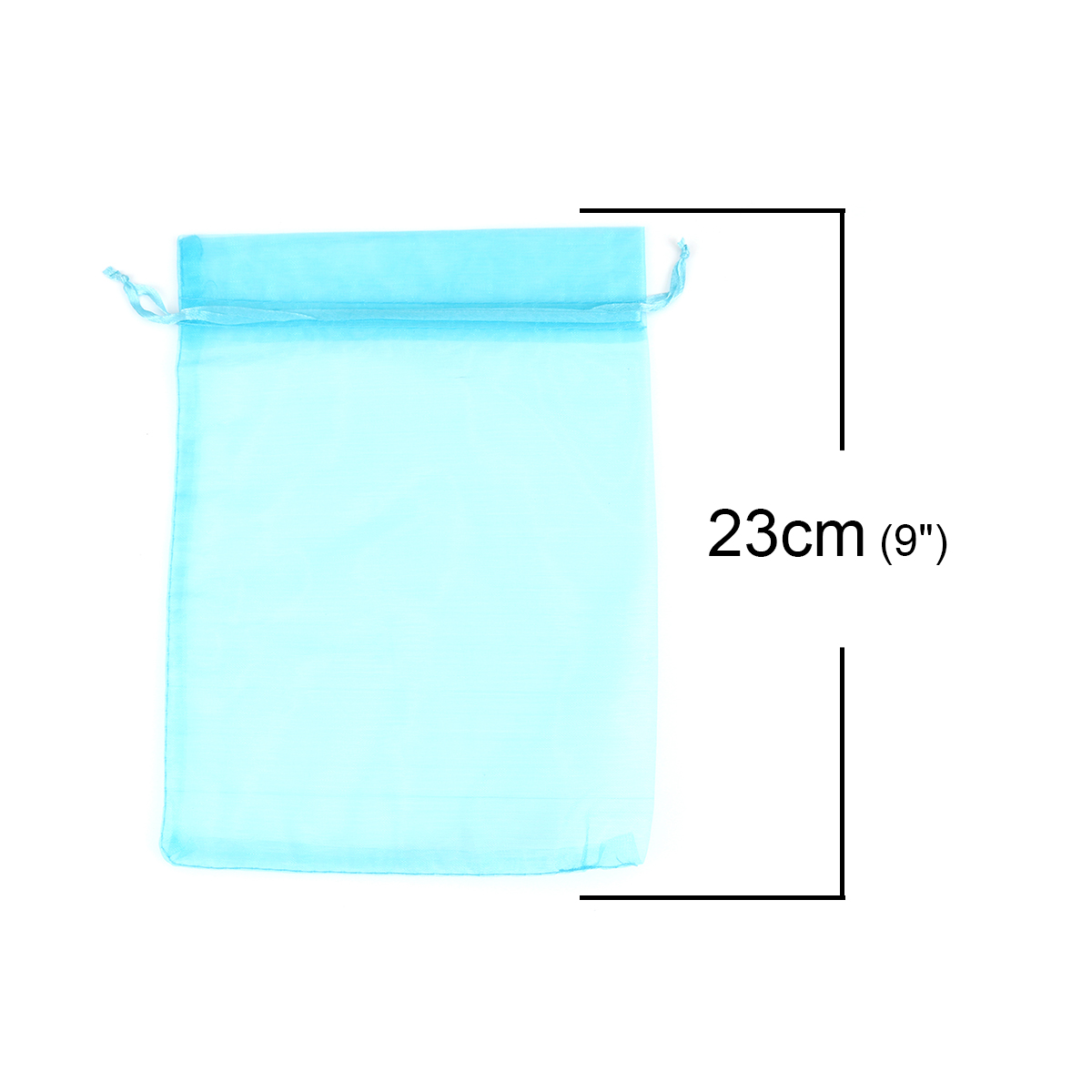 Picture of Wedding Gift Organza Jewelry Bags Drawstring Rectangle Lake Blue (Usable Space: 19x16.5cm) 23cm x 17cm, 20 PCs