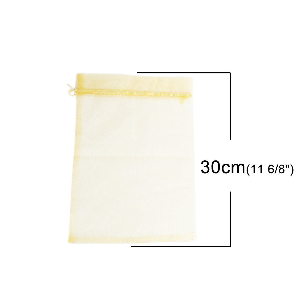 Picture of Wedding Gift Organza Drawstring Bags Rectangle Golden (Usable Space: 26x20cm) 30cm x 20cm, 10 PCs
