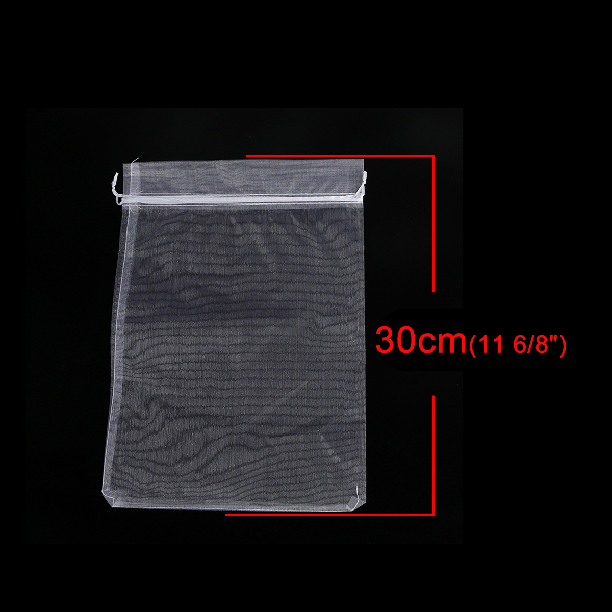Picture of Wedding Gift Organza Drawstring Bags Rectangle White (Usable Space: 26x20cm) 30cm x 20cm, 10 PCs