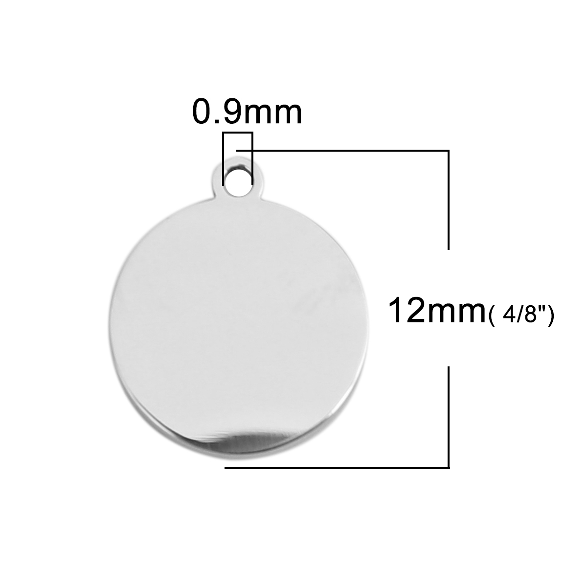Picture of Stainless Steel Blank Stamping Tags Charms Round Silver Tone One-sided Polishing 12mm x 10mm, 10 PCs