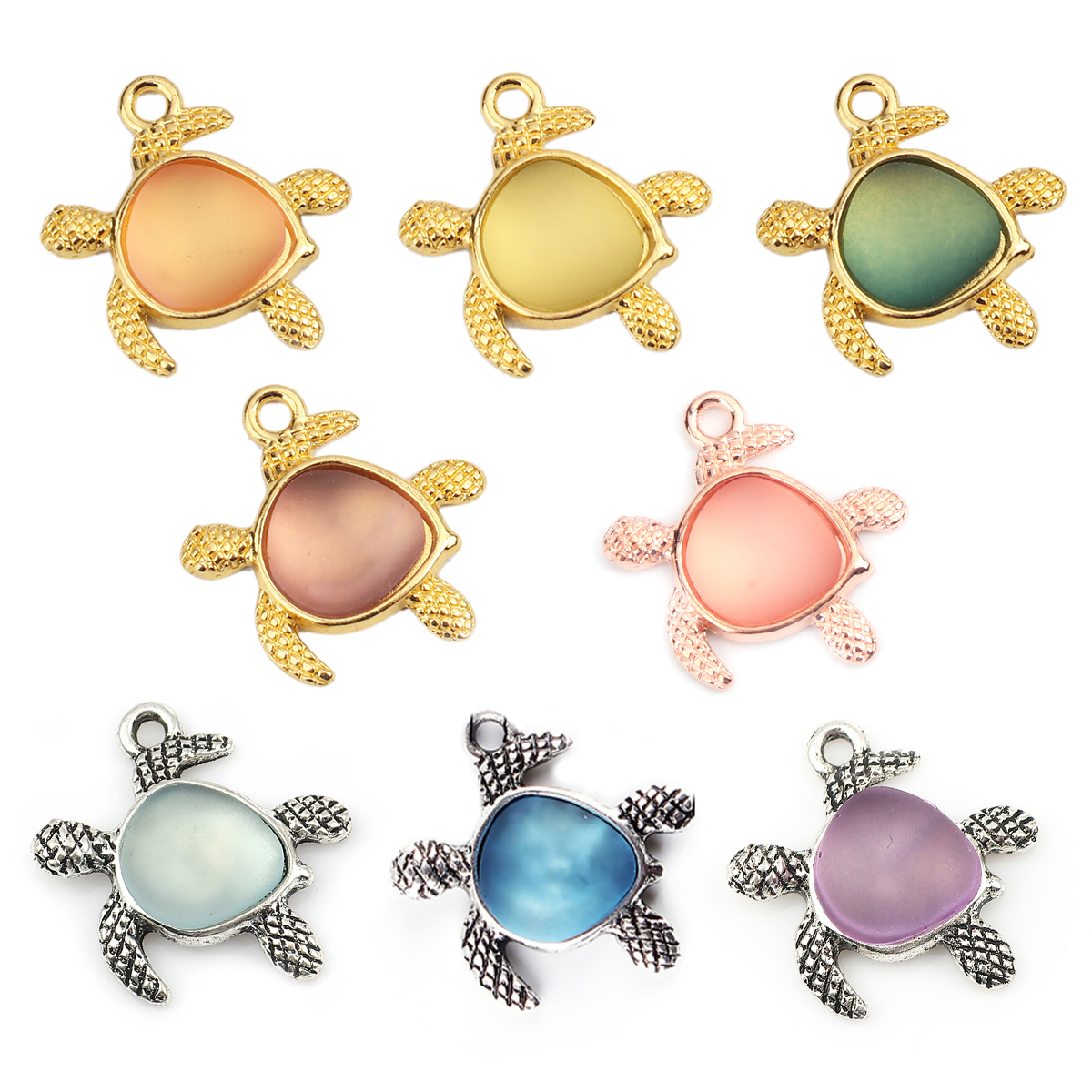Picture of Zinc Based Alloy Ocean Jewelry Charms Tortoise Animal Gold Plated Pale Yellow 20mm x 19mm, 5 PCs
