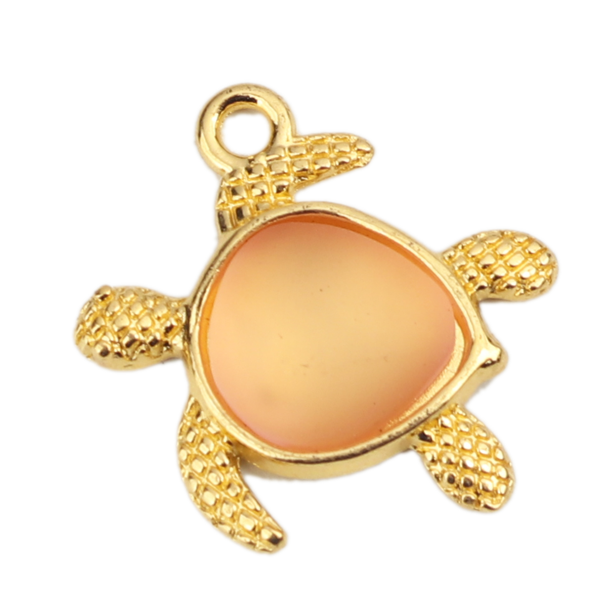 Picture of Zinc Based Alloy Ocean Jewelry Charms Tortoise Animal Gold Plated Light Orange 20mm x 19mm, 5 PCs