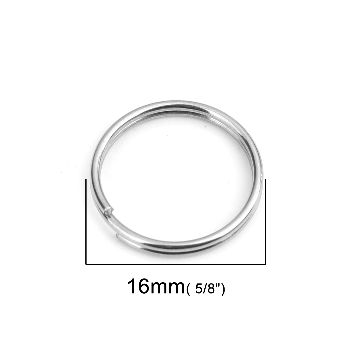 Picture of 1mm 304 Stainless Steel Open Jump Rings Findings Round Silver Tone 16mm Dia., 50 PCs