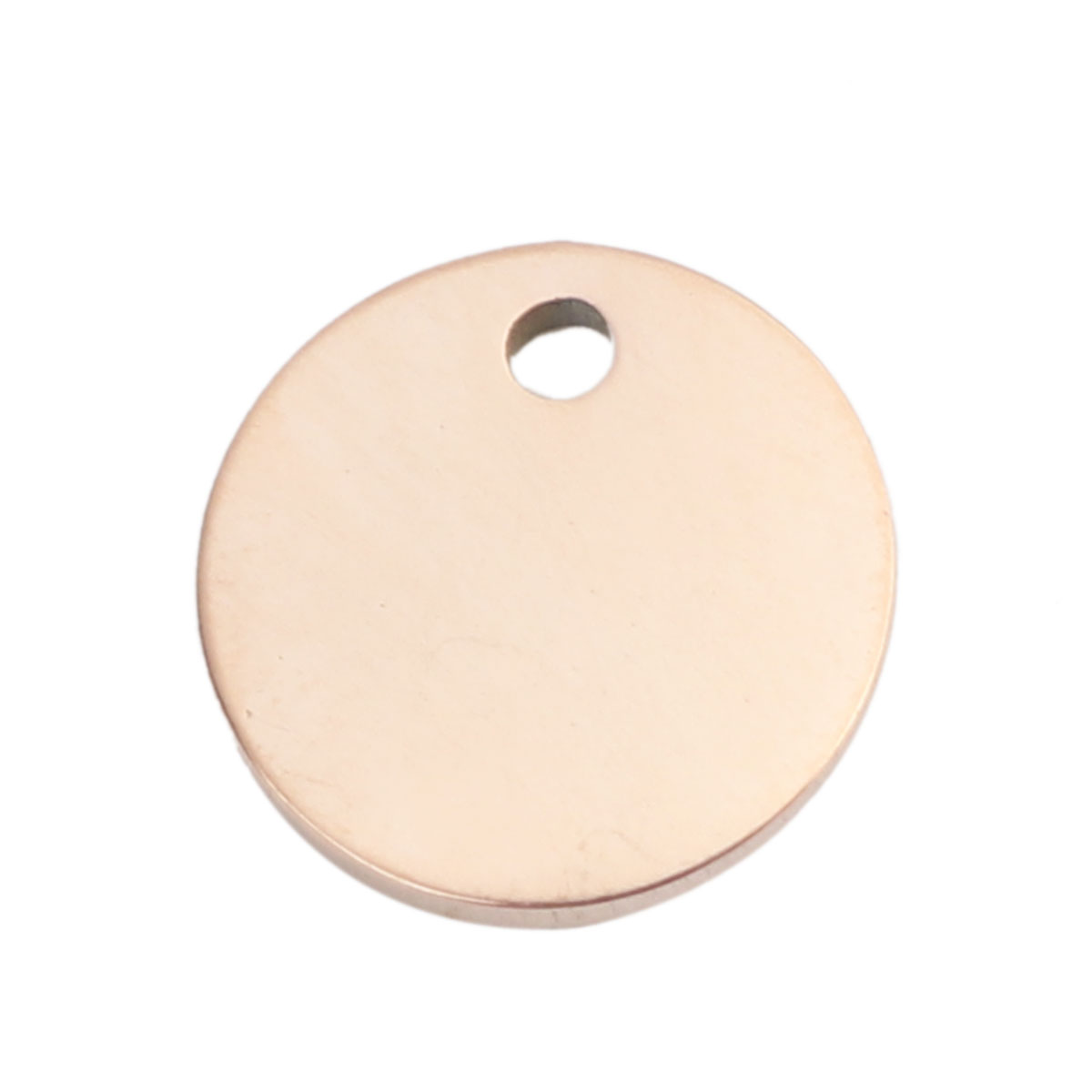 Picture of Stainless Steel Blank Stamping Tags Charms Round Rose Gold One-sided Polishing 8mm Dia., 5 PCs