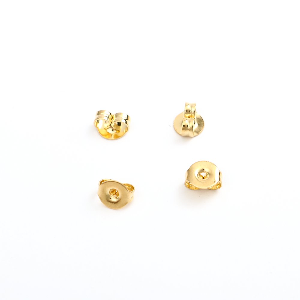 Picture of 304 Stainless Steel Ear Nuts Post Stopper Earring Findings Butterfly Animal Gold Plated 5mm x 4mm, 100 PCs