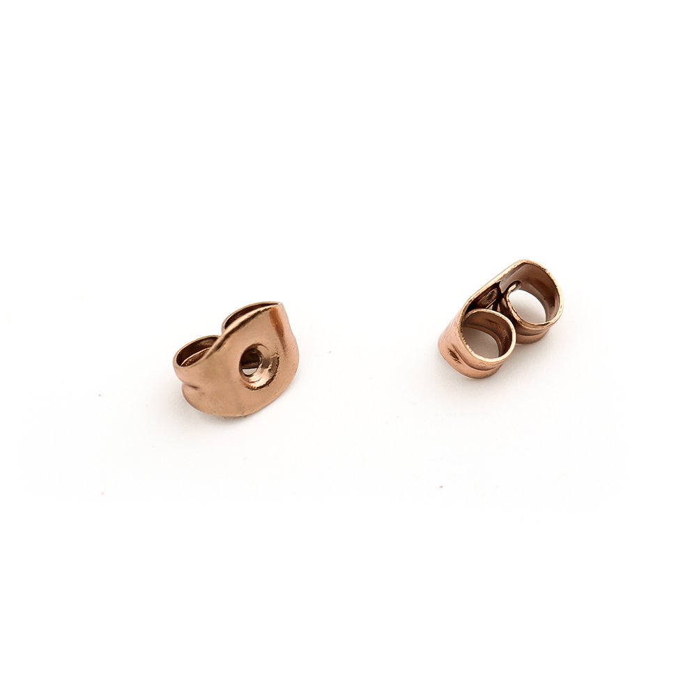 Picture of 304 Stainless Steel Ear Nuts Post Stopper Earring Findings Butterfly Animal Rose Gold 6mm x 4mm, 100 PCs