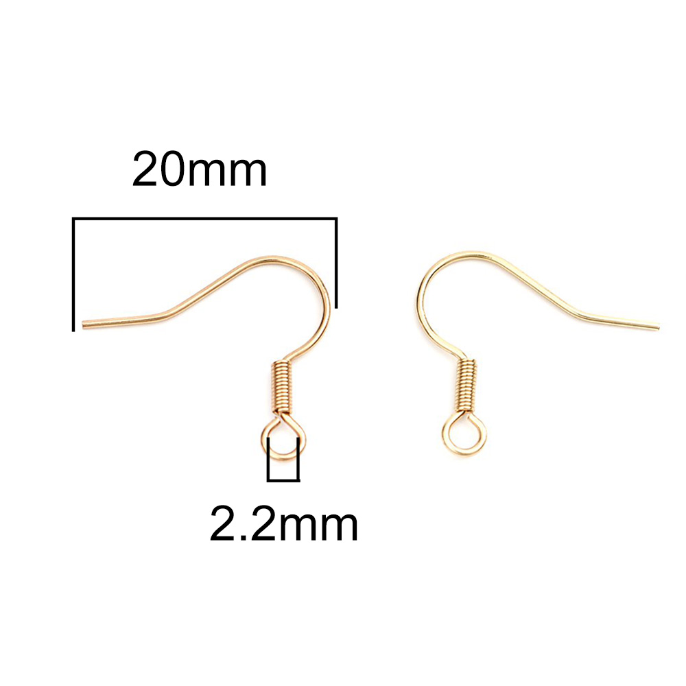 Picture of 304 Stainless Steel Ear Wire Hooks Earring Findings Hook Gold Plated W/ Loop 20mm x 17mm, Post/ Wire Size: (21 gauge), 100 PCs