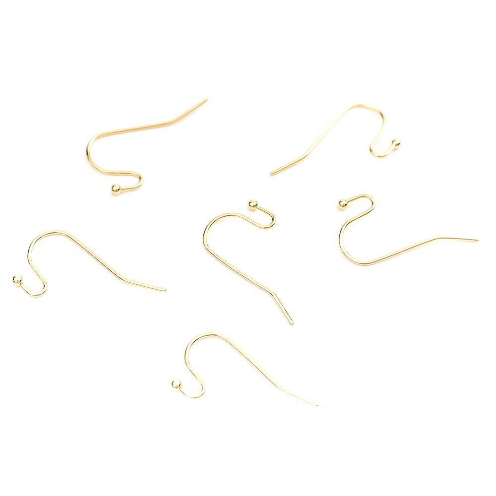 Picture of 304 Stainless Steel Ear Wire Hooks Earring Findings Gold Plated 21mm x 12mm, Post/ Wire Size: (21 gauge), 10 PCs