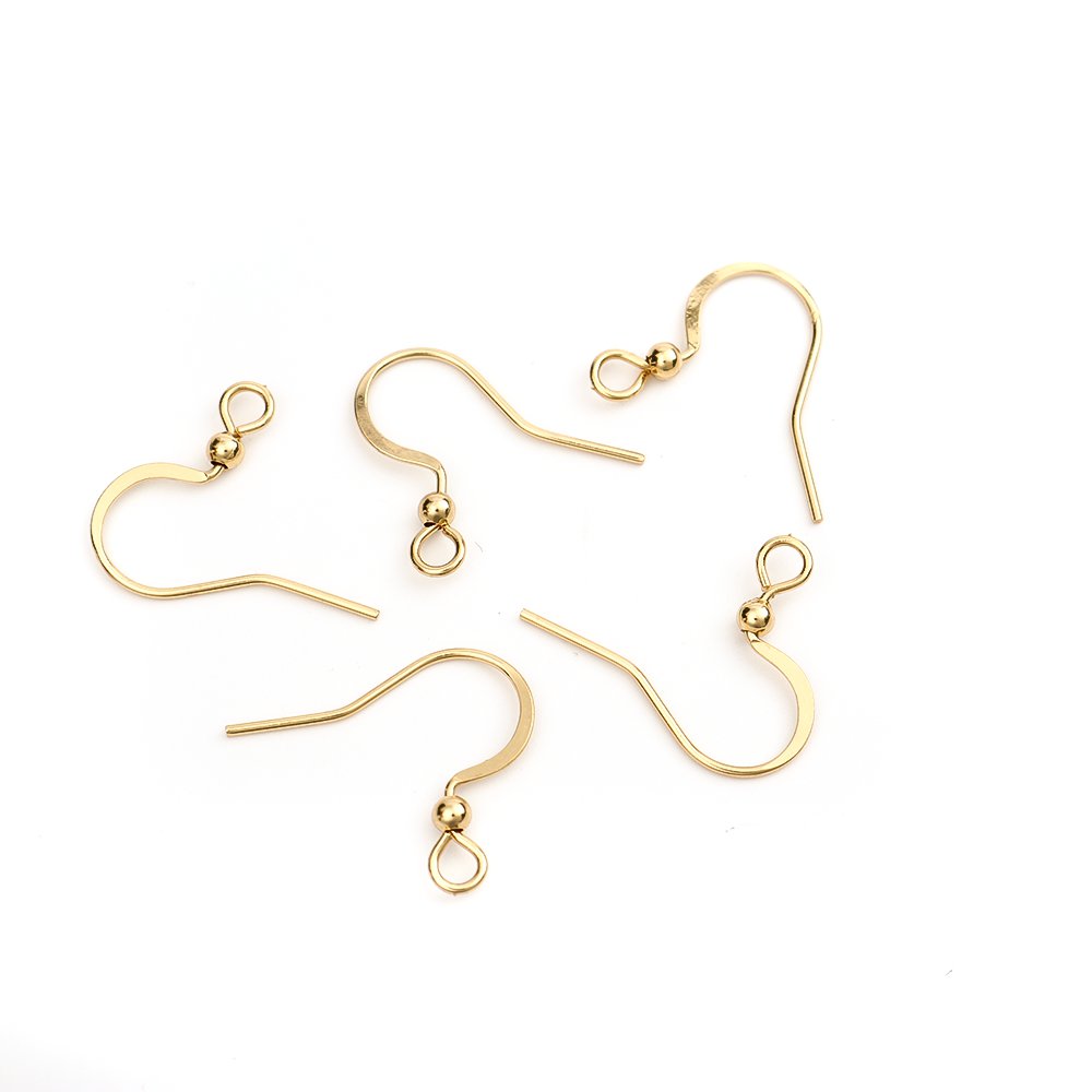 Picture of 304 Stainless Steel Ear Wire Hooks Earring Findings Hook Gold Plated W/ Loop 18mm x 16mm, Post/ Wire Size: (21 gauge), 100 PCs