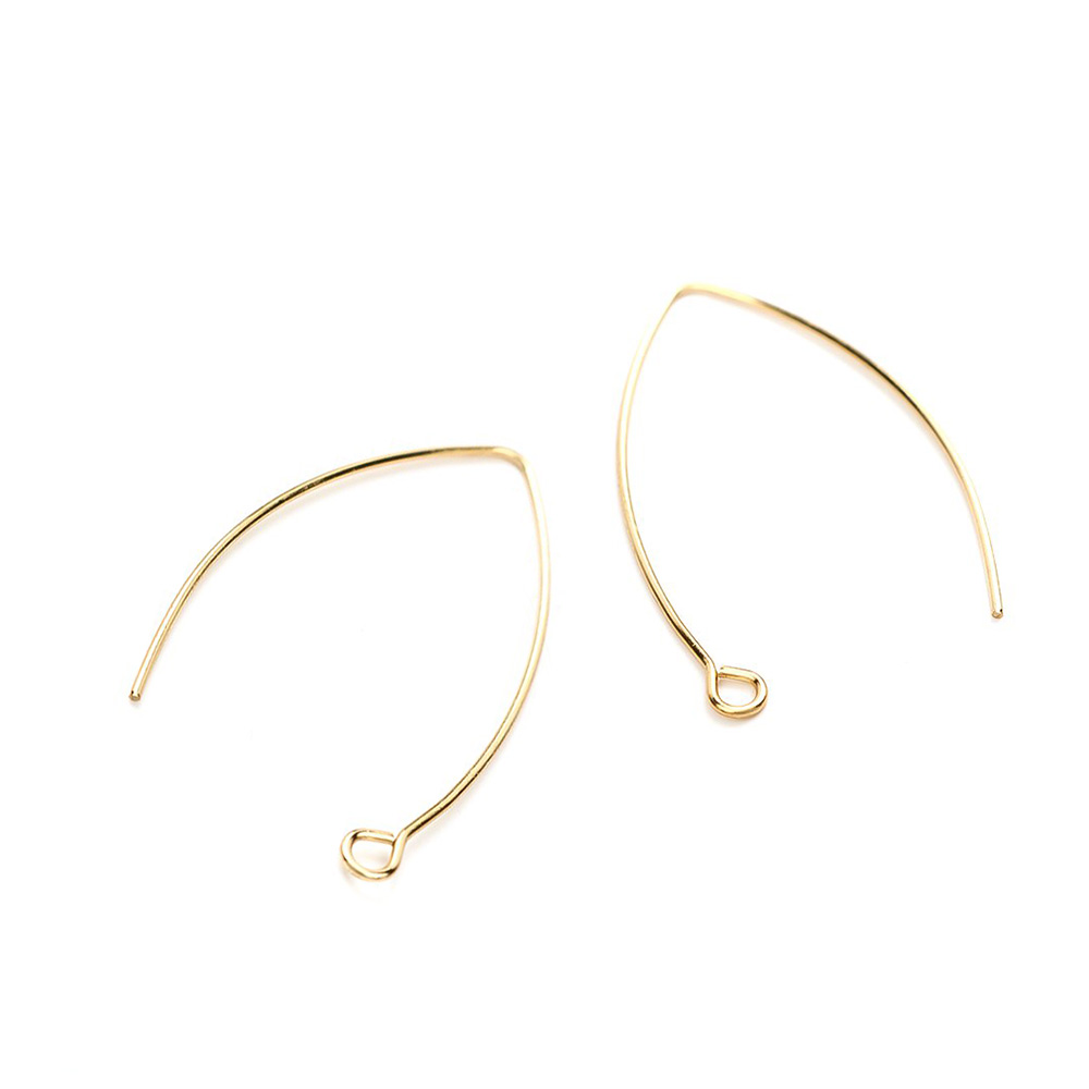 Picture of 304 Stainless Steel Ear Wire Hooks Earring Findings V-shaped Gold Plated W/ Loop 40mm x 23mm, Post/ Wire Size: (20 gauge), 10 PCs